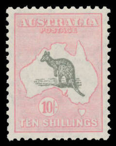 10/- grey & pink, well centred, very lightly mounted, Cat $1100. Ex Stuart Hardy.
