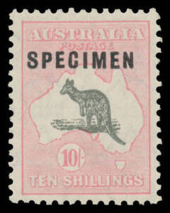 10/- grey & pink with Type C 'SPECIMEN' Overprint, well centred, unmounted, Cat $750. Superb!