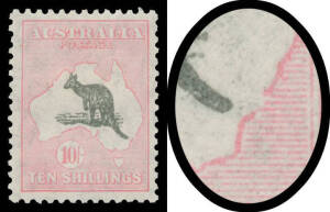 10/- grey & pink with Broken Coast near Sydney BW #50(D)d, hinge remainder, Cat $1450. Ex Stuart Hardy.