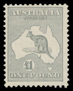 &pound;1 grey, very lightly mounted, Cat $1000.