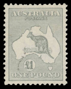 &pound;1 grey, excellent centring, a couple of slightly nibbled perfs, very lightly cancelled, Cat $420. Ex Stuart Hardy.