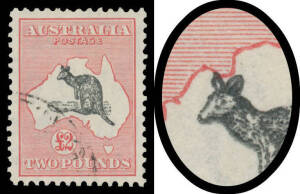 &pound;2 grey-black & rose-carmine with Ewe-Faced Kangaroo BW #58(V)fa, well centred, lightly cancelled well clear of the variety, Cat $1500. Ex Stuart Hardy.