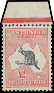 &pound;2 grey-black & rose-carmine BW #58b marginal example from the top of the sheet, unmounted, Cat $12,500.