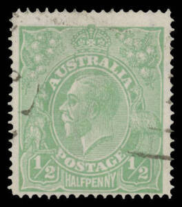 Single-Line Perf &frac12;d green BW #64 (SG 20a), unusually well centred, light machine cancel, Cat $900 (&pound;550).