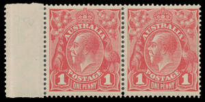 1d carmine-rose Dies I-II Pair with the Watermark Inverted BW #71a(1)ia, well centred, unmounted, Cat $2750+ (see ACSC Note 21 on Page 4/76). Photocopy of Michael Drury Certificate (2001).