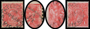 1d scarlet Pre-Substituted (Rusted) Clich&eacute;s [34-35] BW #71i(2)j & k (SG 21ca), cds cancels largely clear of the affected areas, Cat $1500+ (&pound;900). Michael Drury Certificates (2010) as the then #71i(2)i & j.