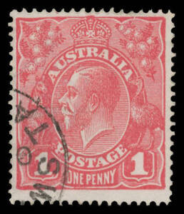 1d carmine-rose Substituted Clich&eacute; (Die II) [35] BW #71V(2)ja, Tasmanian cds clear of the Erect Die II Spur, Cat $150. A superb example in a scarcer shade. Michael Drury Certificate (2010) as the then #71V(2)ia.