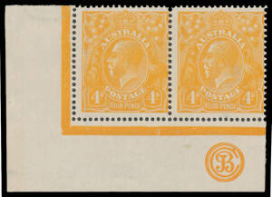 4d bright orange 'JBC' Monogram pair BW #110z, gorgeous shade, the gum a trifle aged but very lightly mounted, Cat $1000.