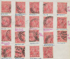 PERFORATED 'OS': Rough Paper 1d red x43 & 1&frac12;d black-brown x72 on pages, many with varieties including 1d Die 1 Substituted Clich&eacute; and 1&frac12;d stated to be a Substituted Clich&eacute; etc, generally fine to very fine. (115)