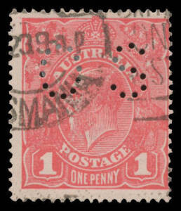- Rough Paper 1d rose-pink Die II BW #72Hbb, Hobart machine cancellation, Cat $500+. Michael Drury Certificate (2010).