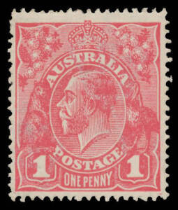 Cooke Printings 1d carmine-pink BW #73A, well centred, hinge remainder, Cat $500. Michael Drury Certificate (2010).
