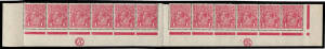 Cooke Printings 1d carmine-pink 'CA/JBC' Monograms strip of 12 BW #73A(4) with Roo's Tongue Out (Early State) [R58], well centred, split perfs at the gutter, unmounted, Cat $25,000+ (for the two mounted Monogram strips of 3). A great rarity.