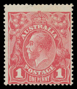 Harrison Printings 1d carmine-rose with the Watermark Inverted BW #74Aa, one thinned perf, lightly mounted, Cat $2500+. The variety is unlisted in this shade. Photocopy of Michael Drury Certificate (2005). [The ACSC states "Inverted watermarks are in the 
