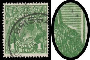 1d green with Saddle on Emu BW #80(1)e, neat Brisbane cds well clear of the variety, Cat $2000. Superb! Michael Drury Certificate (2010).
