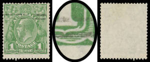1d green Die II with the Watermark Inverted BW #81a(1)f, light slogan cancel well clear of the Die II spur, Cat $4000. Michael Drury Certificate (2010).