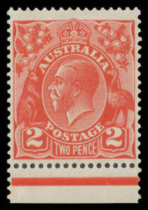2d golden-scarlet with No Watermark BW #102aa marginal example from the base of the sheet, very lightly mounted, Cat $4000.