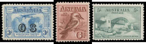 1913-36 Commemoratives complete as per Seven Seas hingeless album pages including perf 'OS' and overprinted 'OS' issues, the Kingsford Smith 'OS' duo with Chris Ceremuga Certificate (2001), a few minor blemishes but generally very fine to superb unmounted
