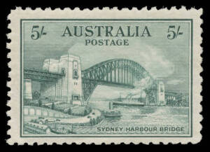 1932 Sydney Harbour Bridge 5/- green, unmounted, Cat $1500. Superb!