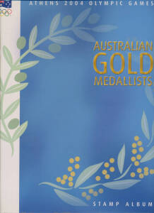 Athens 2004 Australian Gold Medalists three albums complete with sheetlets, Athens 1896 to Athens 2004 sheetlets (3), Melbourne 2006 Commonwealth Games album, unopened with the sheetlets to add, and AFL Stamp Booklet Collection.