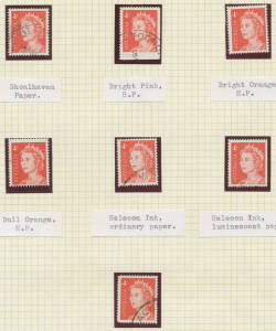 1966-72 Decimal study on album leaves with plate number blocks, coil strips and coil starters, Helecon ink and paper types including 4c red Non Helecon Ink or Paper used and 5c blue Non Helecon block of four mint, both with BSAP Certificates, 1967 Experim