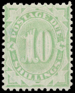 1902-04 Filled Tablet 10/- light green Perf 11 BW #D44 (SG D43) with marginal Watermark Letter 'E', very well centred, lightly mounted, Cat $3750+ (&pound;2000). [The 10/- & 20/- were issued in very small numbers and only in New South Wales]