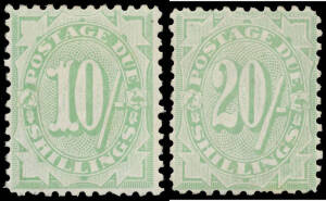 1908 High Denominations with Stroke 1/- to 20/- BW #D61-65 (SG D58-62), a few nibbled perfs & the 2/- a little aged, Cat $19,000+ (&pound;9000). Rarely available as a "set". Raybaudi Certificate for the five stamps (1994) states "...in ottimo stato di conservaz