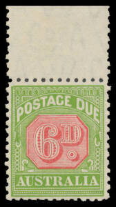 1931-36 CofA Wmk Perf 11 3d, 6d marginal example from the top of the sheet (exceptional centring) & 1/- lower-right corner example BW D118 120 & 121 (SG D108 110 & 111), unmounted, Cat $1450 (&pound;500 mounted). Advertised retail "POR". (3)