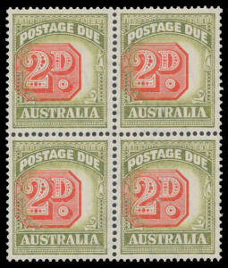 1946-56 Redrawn Plates 2d with Misplaced Vignette BW #D131c block of 4, one unit very lightly mounted otherwise unmounted, Cat $650+.