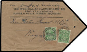Surface mail covers with KGV Heads SMult Wmk Perf 13&frac12;x12&frac12; &frac12;d orange x9 including 1&frac12;d postcard rate on two advertising postcards, 1&frac12;d Empire rate to Canada, 1&frac12;d foreign postcard rate to USA, 1936 2d Empire rate to Barbados (with cds & machine arrival b/s) 
