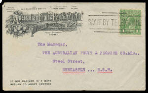 1930s bundle of printed matter & letter rate covers mostly with commercial imprints of NSW firms with good Newcastle & District content, a few illustrated types, some postmark interest, minor duplication, generally fine to very fine. (100+)