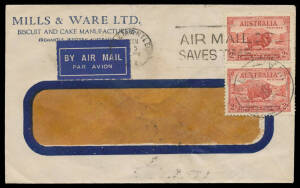 Handy bundle of mostly commercial airmail covers including 1935 with Macarthur Dark Hills 2d pair, 1933 to Peru from the Peruvian Consul-General, 1935 to London with KGV 1/4d, 1935 to Malacca with 9d Roo & 1959 to North Borneo, etc, generally fine to very
