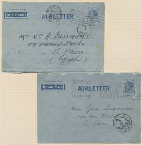 AEROGRAMMES: Partly mounted & annotated collection mostly unused but including 7d Airletter to Egypt x2, a range of First Day Issues & some with pictorial datestamps, two OHMS types with 'SPECIMEN' h/s in violet, etc.