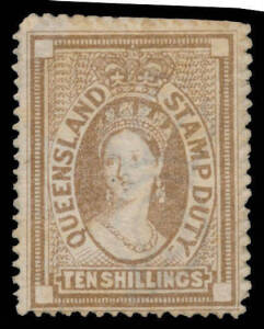 POSTAL FISCALS: 1871-72 Smaller Chalons Wmk Crown/Q Perf 13 6d 1/- 2/- 2/6d 5/- & 10/-, unused, Gibbons Cat &pound;1750. [Under ultra-violet light, we could see no trace of cancellations having been removed. However, without being expertised, a conservative est