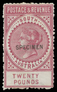 1886-96 'POSTAGE & REVENUE' Perf 11&frac12;-12&frac12; 2/6d to &pound;20 SG 195a-208a reprints (ex &pound;5 brown & &pound;15) all with 12&frac12;x2mm 'SPECIMEN' Overprint, some characteristic perf & gum problems, large-part o.g. Ex Ed Williams. (12)