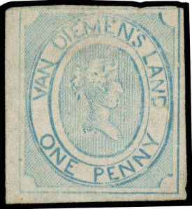 1853 Couriers Medium Soft Yellowish Paper 1d pale blue SG 1, three good to large margins & just touching the outer frameline at the top, skilfully ironed-out crease, a bit grubby, Cat &pound;9500. A very rare unused "Number One". BPA Certificate (1958).