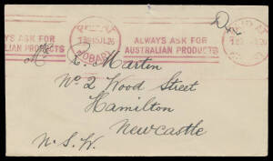 1926-28 commercial covers with 'PAID AT/HOBART' continuous machine cancels & eight different slogans all in red, minor duplication, generally fine (17)