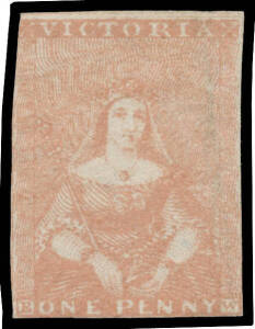 1850-57 Half-Lengths Third State of the Dies (Framelines Added) 1d dull red SG 8a, almost full margins except at upper-left where a little cut-into & with the lower frameline from the adjoining unit above, tiny thin spot & an ironed-out vertical crease at