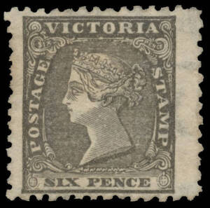 1861 Woodblocks 6d black with 'SIX/PENCE' Watermark SG 102, an unusually large & well centred example, Cat &pound;350. A remarkable example of this underrated stamp, probably because it is listed by Gibbons well away from the other Woodblock issues. Ex Roland G