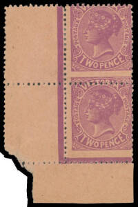1901-10 V/Crown 2d mauve plate proof on brownish cartridge paper BW #V58PP(2), corner pair, Cat $1500.
