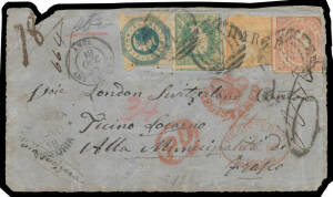 1855-80 goldmining group with crowned-oval 'HEPBURN' d/s on 1855 piece, then seven covers (two - one a front only - are registered) with various Classic frankings including Woodblocks Imperf 2/- & Perf 12 2/-, scarce cds of 'EGANSTOWN', 'GAFFNEYS CK', 'KA