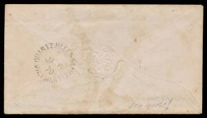 Quartz Reef Stawell: 'QUARTZ REEFS STAWELL/JA6/70/VICTORIA' largely very fine arrival b/s on soiled cover from Geelong to "Reefs Pleasant Creek". From Quartz Reef Pleasant Creek c.1867; replaced by Stawell (2) 1/7/1870. [Goldmining: 2km from Stawell. The 
