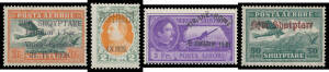 Collection in four expensive German hingelesss albums with 1913 Handstamps ex 5gr, 1913 Independence Handstamps, Skanderberg set, 1917 Skorce set, 1919 Overprinted Fiscals & with "Comet" Handstamps, 1921 'BESA' Handstamps, 1924 National Assembly & Red Cro