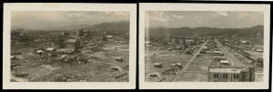 Collection of Occupation Period black & white photographs including several of devastation at Hiroshima, "View of Naval Port Yokosuka", "Australian Delegation", "View of New Yokohama" (strolling GIs & Japanese girls), also a series of volcanic eruptions, 