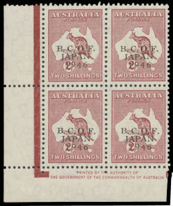1946-48 Overprints &frac12;d to 2/- complete lower-left corner Imprint blocks of 4, unmounted, Cat $825. (6 blocks)