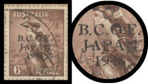 1946-48 Overprints 6d with 'B' & First 'A' in 'JAPAN' in the Wrong Fonts BW #J4g tied to commercial airmail cover to Adelaide by 'AFPO 28/23OC47/RAAF JAPAN' cds, 'AF PO/BOFU' registration label.