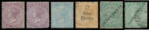 BERMUDA: 1865-1904 QV Issues with Crown/CC unused including 2d x2 & 6d dull purple SG 6 x2, and used including 3d x4, 6d dull purple & 1/- x4 plus Perf 14x12&frac12; 1/-, 1874 'THREE PENCE' on 1/-used SG 13 x2 & SG 14, 1875 'One/Penny' Surcharges used SG 15, SG 