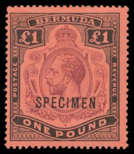 BERMUDA: 1918-22 MCA KGV Keyplates 2/- to &pound;1 SG 51b-55 overprinted 'SPECIMEN', variable centring & minor hinge remainders, Cat &pound;900. (6)