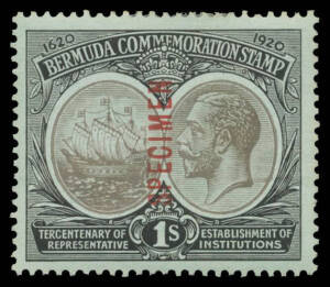 BERMUDA: 1920-21 Tercentenary (First Issue) &frac14;d to 1/- SG 59-67 overprinted 'SPECIMEN', variable centring & minor hinge remainders, Cat &pound;375. (9)