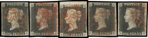 1840 "Penny Black" 1d black twelve generally attractive examples all with full margins, one with an ironed-out crease, a few with minor stains, Cat &pound;4500 (minimum). (12)