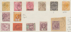 SHIP-BOARD POSTMARKS: German Seepost cds mostly part-strikes on various QV & KEVII issues with Ost-Asiatische Hauptlinie x23 plus superb strike on German 10pf on PPC from Penang; '.../BOMBAY/LINIE' on 8c blue; & faint but discernible '.../NEU-/GUINEA/ZWE